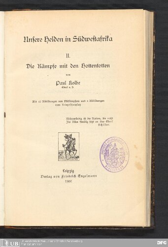 Die Kämpfe mit den Hottentotten