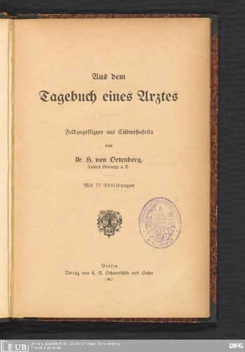 Aus dem Tagebuch eines Arztes : Feldzugsskizzen aus Südwestafrika