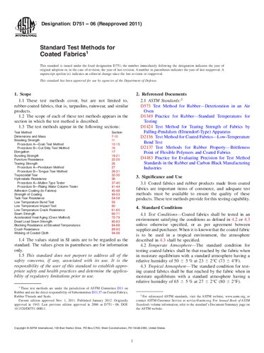ASTM D751-06 Standard Test Methods for Coated Fabrics