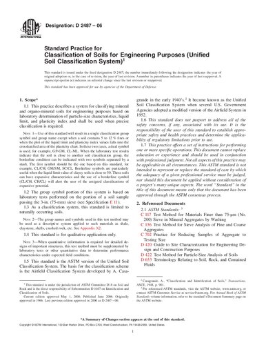 ASTM D2487 - Standard Practice for Classification of Soils For Engineering Purposes (Unified Soil Classification System)