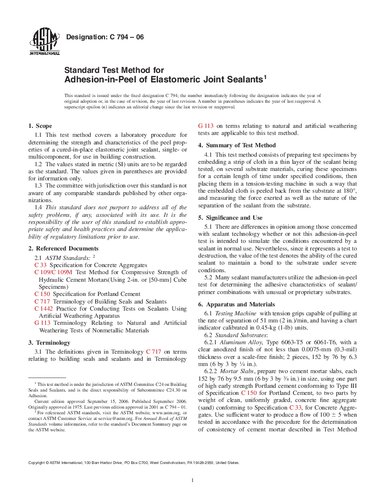 ASTM C794-06 Adhesion-In-Peel of Elastomeric Joint Sealants