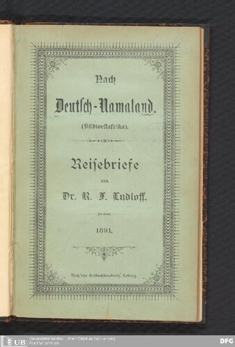 Nach Deutsch-Namaland (Südwestafrika) : Reisebriefe