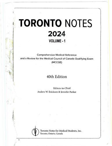 Toronto notes 2024 volume 1