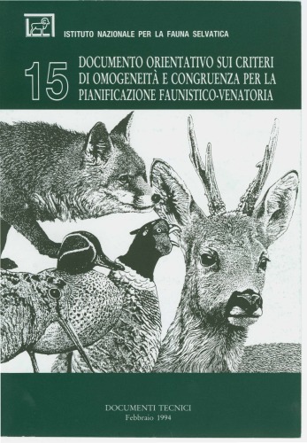 Documento orientativo sui criteri di omogeneita e congruenza per la pianificazione faunistico-venatoria