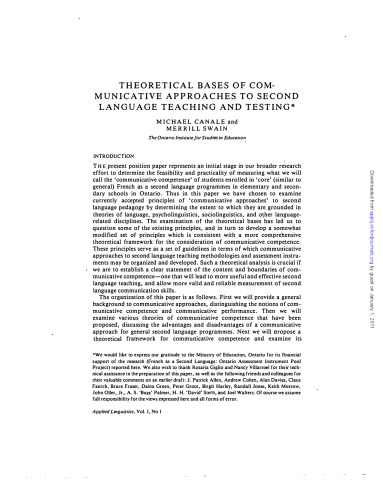 Applied Linguistics, Volum1 , Issue 1, 1980