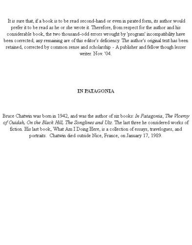 In Patagonia (Penguin Classics)