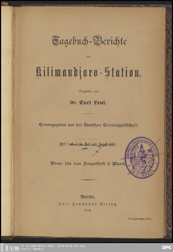Tagebuch-Berichte der Kilimandjaro-Station