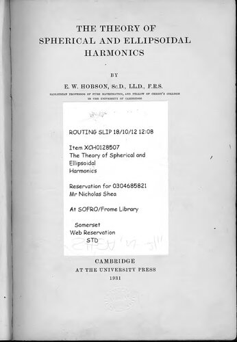 Theory of Spherical and Ellipsoidal Harmonics