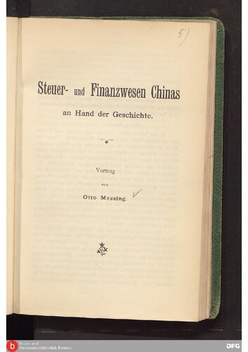 Steuer- und Finanzwesen Chinas an Hand der Geschichte