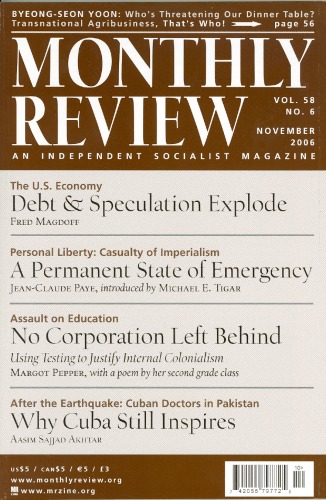 Monthly Review - November 2006, Volume 58 — Number 6