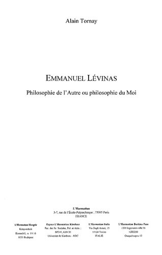 Emmanuel Lévinas: philosophie de l'Autre ou philosophie du Moi