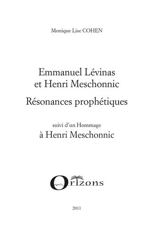 Emmanuel Lévinas et Henri Meschonnic: résonances prophétiques