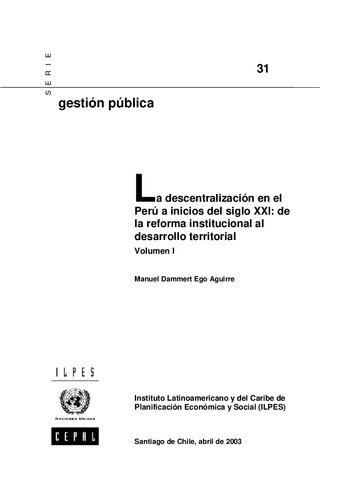 La descentralización en el Perú a inicios del siglo XXI: de la reforma institucional al desarrollo territorial