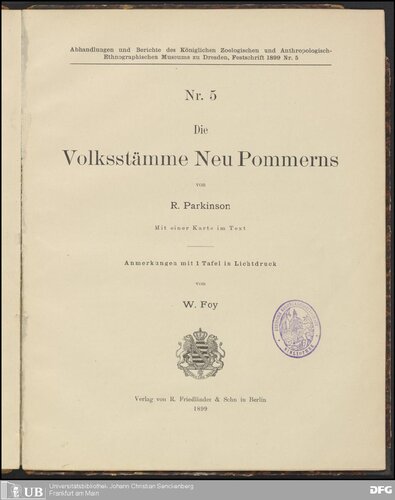 Die Volksstämme Neu Pommerns