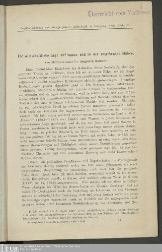 Die wirtschaftliche Lage auf Samoa und in der umgebenden Südsee