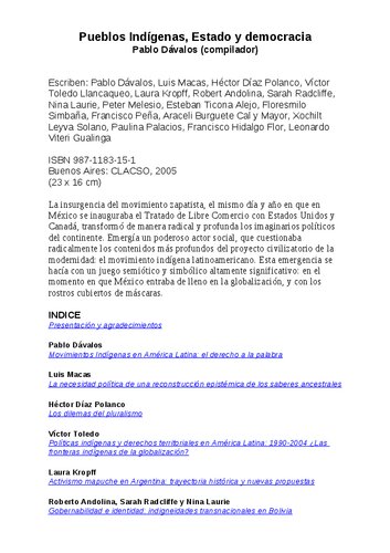 Pueblos Indígenas, Estado y democracia