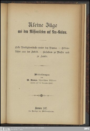 Kleine Züge aus dem Missionsleben auf Neu-Guinea