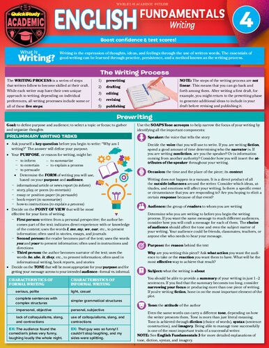 English Fundamentals 4 - Writing: a QuickStudy Language Arts Laminated Reference Guide