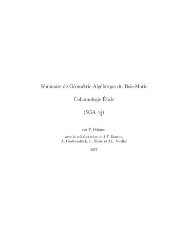 SGA 4 et demi: Cohomologie etale