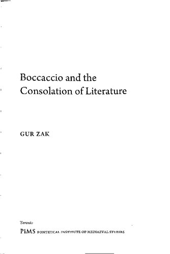 Boccaccio and the Consolation of Literature