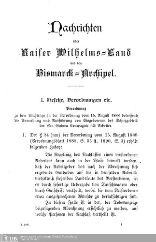 Nachrichten über Kaiser Wilhelms-Land und den Bismarck-Archipel