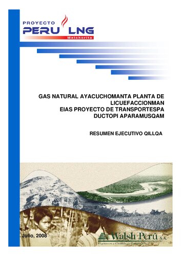 Gas Natural Ayacuchomanta planta de licuefaccionman EIAS Proyecto de Transportespa ductopi aparamusqan : Resumen ejecutivo qillqa