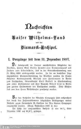 Nachrichten über Kaiser Wilhelms-Land und den Bismarck-Archipel