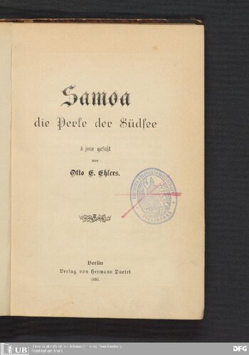 Samoa ; die Perle der Südsee à jour gefaßt