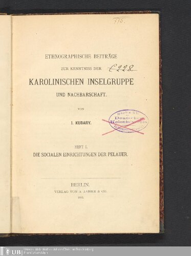 Die socialen [sozialen] Einrichtungen der Pelauer