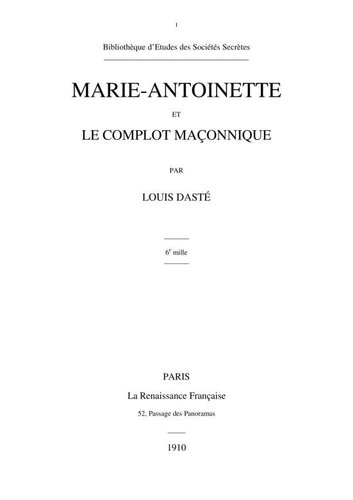 Marie-Antoinette et le complot maçonnique