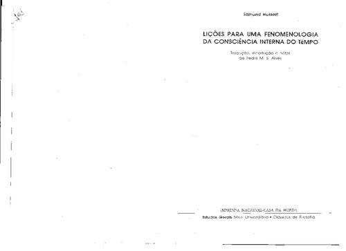 Lições para uma fenomenologia da consciência interna do tempo