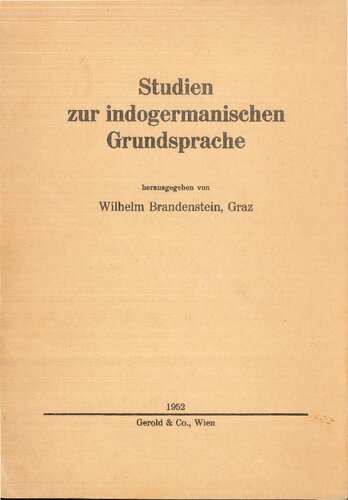 Studien zur indogermanischen Grundsprache