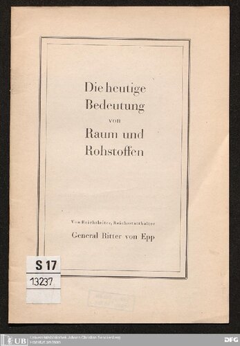 Die heutige Bedeutung von Raum und. Rohstoffen
