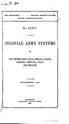 Colonial Army Systems of the Netherlands, Great Britain, France, Germany, Portugal, Italy, and Belgium