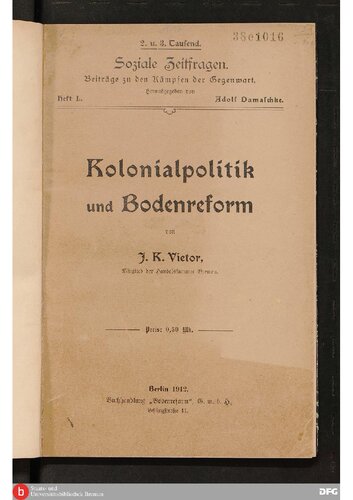 Kolonialpolitik und Bodenreform