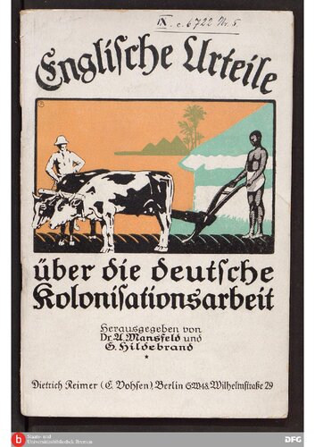 Englische Urteile über die deutsche Kolonisationsarbeit