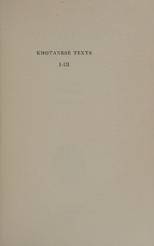 Khotanese Texts I-III
