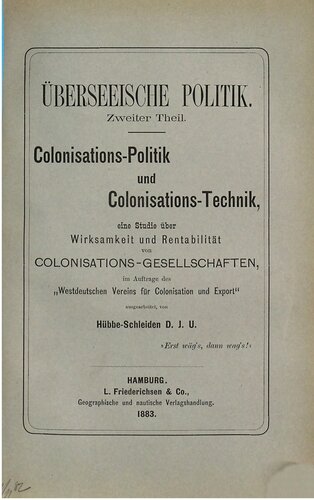 Überseeische Politik, eine culturwissenschaftliche [kulturwissenschaftliche] Studie mit Zahlenbildern