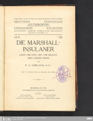 Die Marshall-Insulaner, Leben und Sitte, Sinn und Religion eines Südsee-Volkes