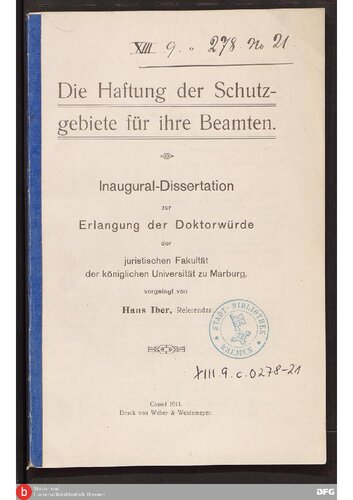 Die Haftung der Schutzgebiete für ihre Beamten