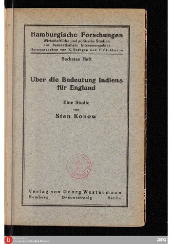 Über die Bedeutung Indiens für England ; eine Studie