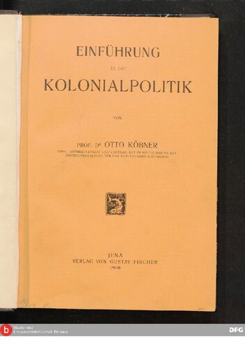 Einführung in die Kolonialpolitik