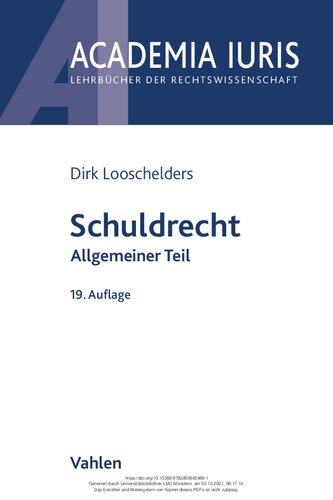 Schuldrecht: Allgemeiner Teil