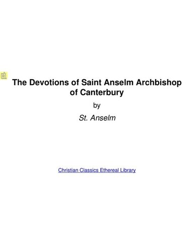 The Devotions of Saint Anselm Archbishop of Canterbury
