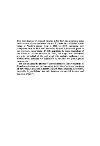 Music Criticism in Nineteenth-Century France: La Revue et gazette musicale de Paris 1834-80