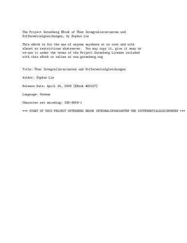 Über Integralinvarianten und Differentialgleichungen