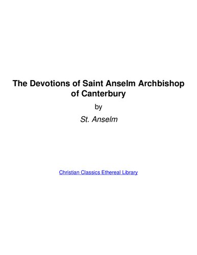 The Devotions of Saint Anselm Archbishop of Canterbury
