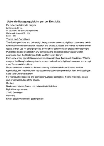 Ueber die Bewegungsgleichungen der Elektricität für ruhende leitende Körper