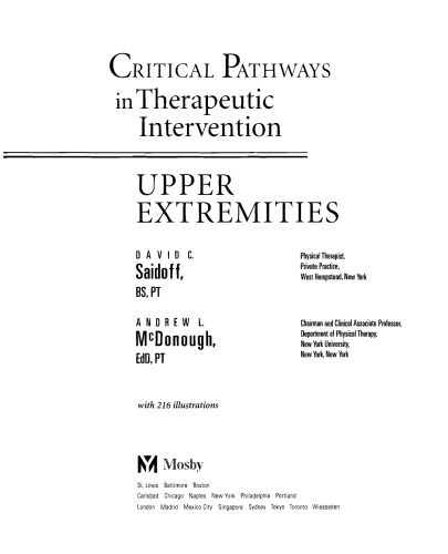 Critical Pathways in Therapeutic Intervention: Upper Extremities
