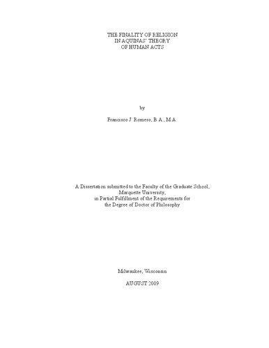 The Finality of Religion in Aquinas' Theory of Human Acts